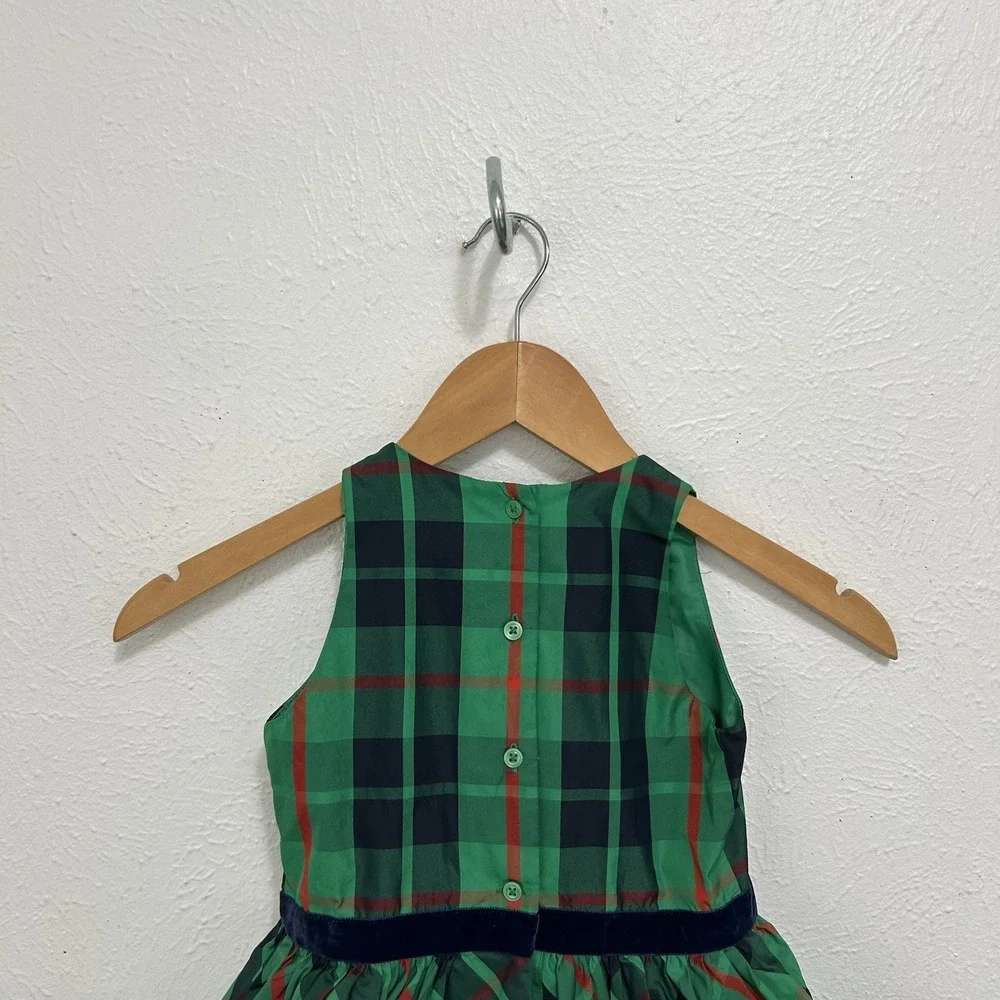 Janie And Jack Green Tartan Plaid Tulle Party Dress Holiday Ruffled Tiered Sz 5